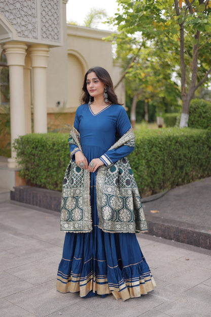 RangBhoomi Gown & Dupatta Collection 2026 — Premium Reyon Gown with Viscose Jacquard Dupatta