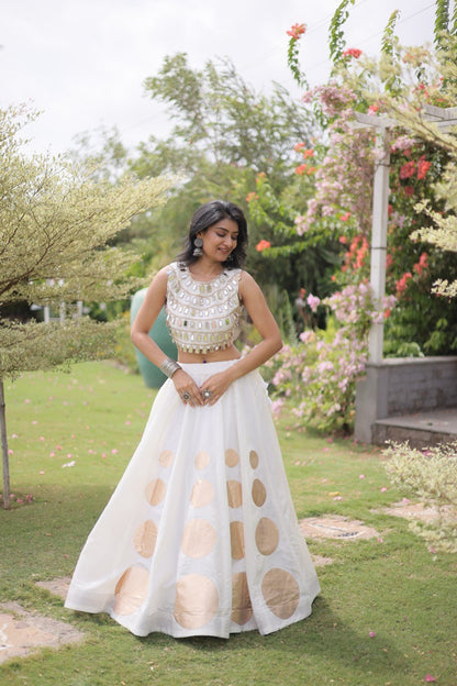 RangBhoomi Navratri Roman-Silk Lehenga Choli Set — Full-Stitched Festive Ensemble