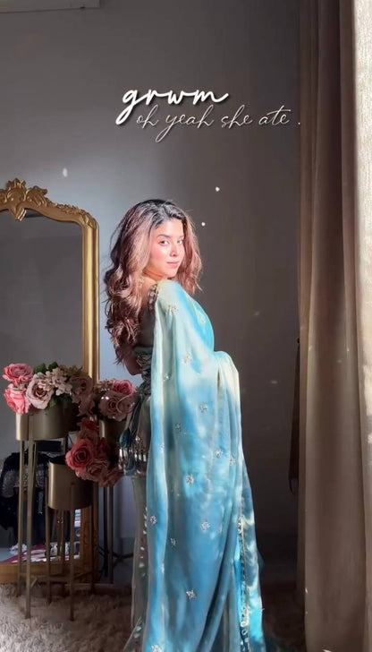 Women's Elegant Ethnic Ensemble with Embroidered Mirror Work - Ready to Wear