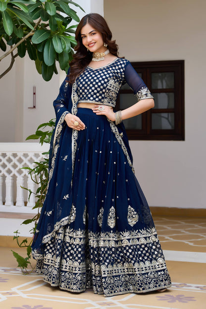 RangBhoomi Heavy Fox Georgette Embroidered Wedding Lehenga Choli Set