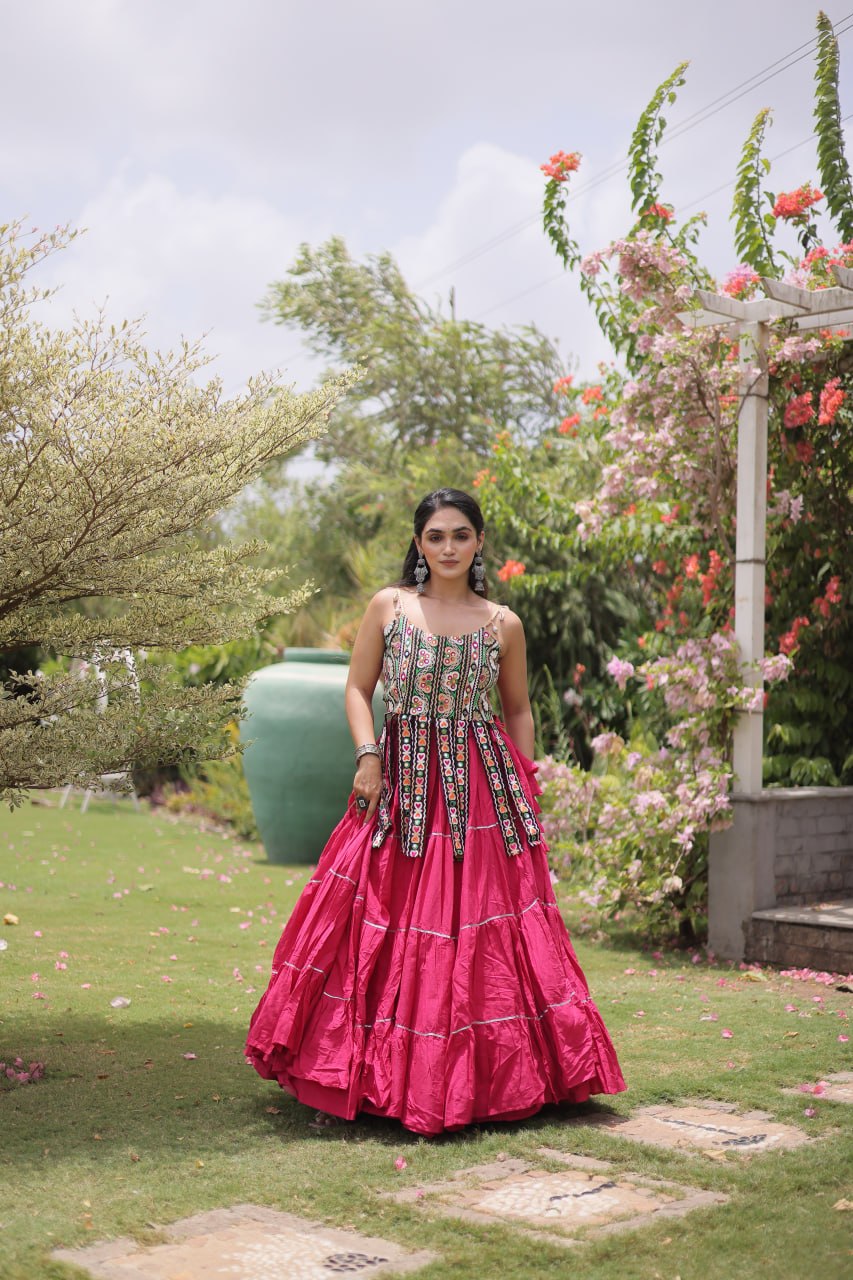 RangBhoomi Navratri Kora Cotton Lehenga Set — Full-Stitched Festive Ensemble