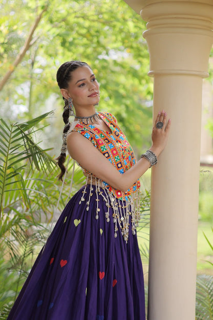 RangBhoomi Navratri Festive Cora Cotton Lehenga Set with Embroidered Blouse