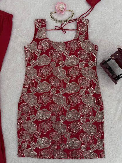 RangBhoomi 5000 Series - Premium 3-Piece Simmer Silk Sharara Set (Top, Sharara, Dupatta)