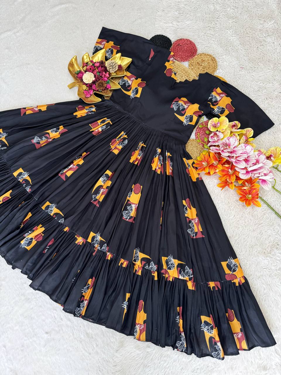Elegant Soft Cotton Printed Midi Gown - Ultimate Summer Glamour and Comfort