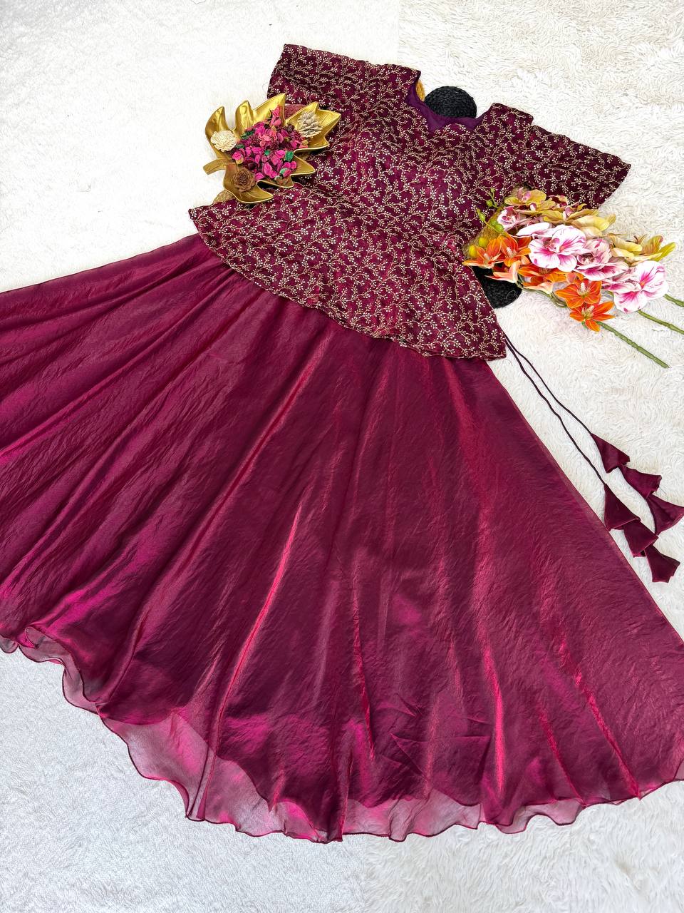 RangBhoomi Sequined Peplum Lehenga Choli – Full Stitched Festive Set