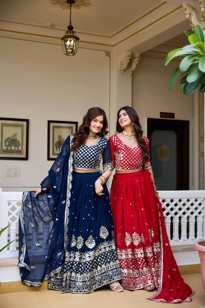 RangBhoomi Heavy Fox Georgette Embroidered Wedding Lehenga Choli Set