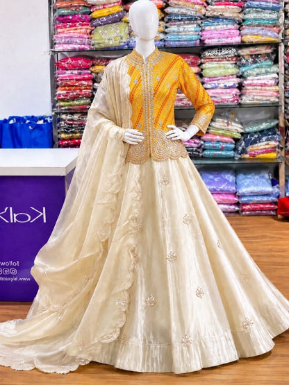 RangBhoomi Embroidered Sequence Jacket and Lehenga Choli - Ready to Wear Festive Set