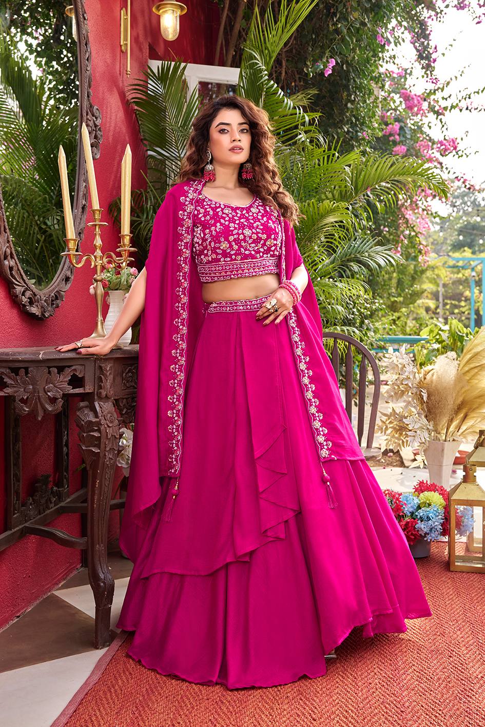 Exclusive New Wedding Lehenga Choli Set in Pure Vichitra Silk with Elegant Heavy Embroidery and Complete Stitching