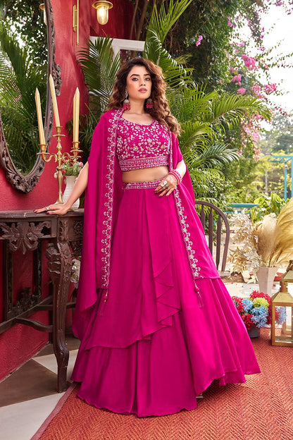 Exclusive New Wedding Lehenga Choli Set in Pure Vichitra Silk with Elegant Heavy Embroidery and Complete Stitching