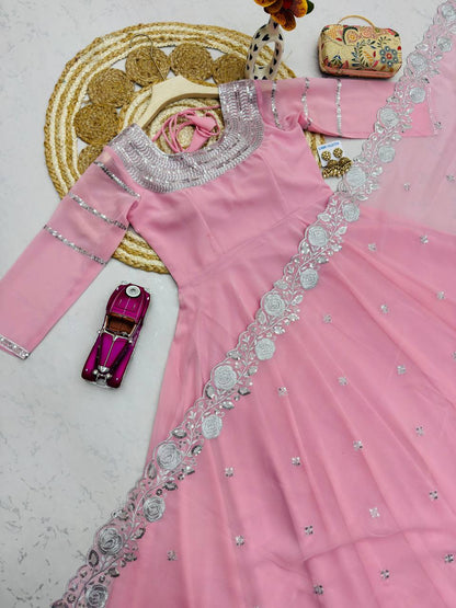 RangBhoomi Designer Heavy Fox Georgette Embroidered Party Gown Set - Elegant Festive Wear