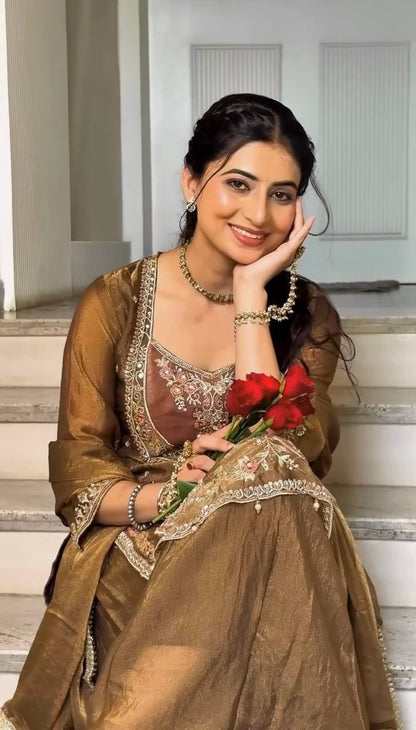 RangBhoomi NC Moss Designer Embroidered Top-Bottom & Dupatta Set — Fully Stitched Ready to Wear