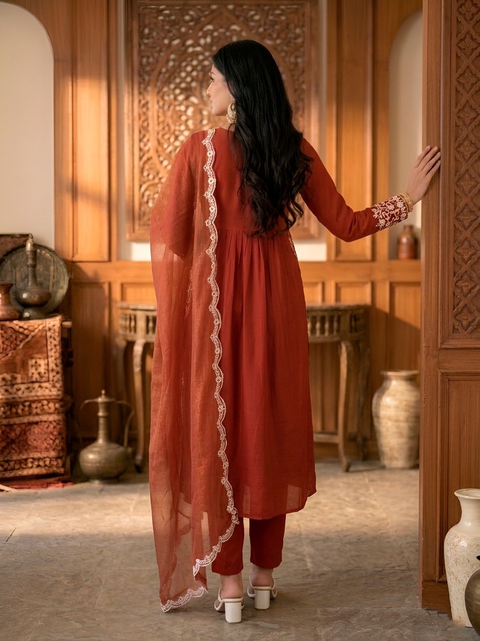 RangBhoomi Elegant Ethnic Wear Set with Maska Cotton and Gold Coin Embellished Dupatta