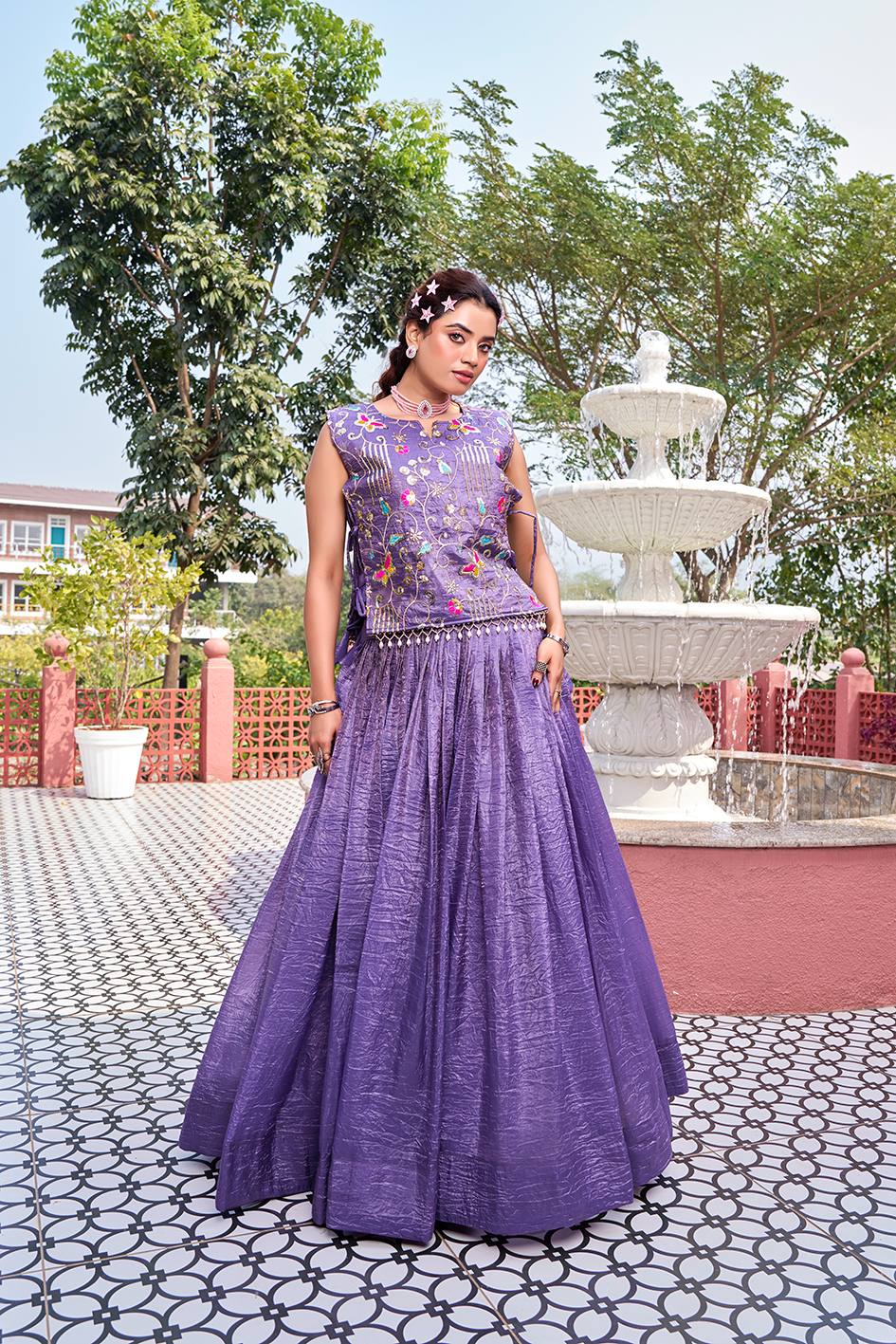 RangBhoomi Exquisite Wedding Lehenga Choli Set in Pure Gold Crush Fabric with Heavy Embroidery and Thread Work