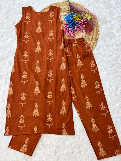 Premium Ready-to-Wear Kurti with Matching Pants – Printed Cotton Set for Elegant Comfort