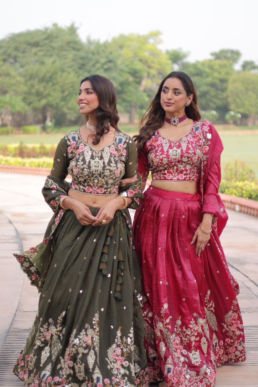RangBhoomi Premium Designer Sequined Embroidered Lehenga Choli and Dupatta Set