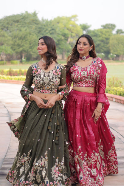 RangBhoomi Premium Designer Sequined Embroidered Lehenga Choli and Dupatta Set