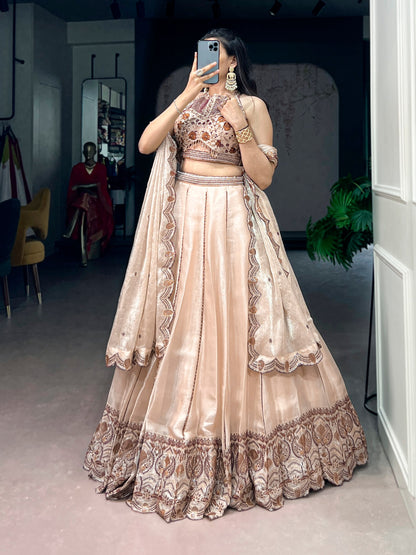 RangBhoomi Elegant Lehenga Ensemble with Intricate Sequins and Thread Embroidery