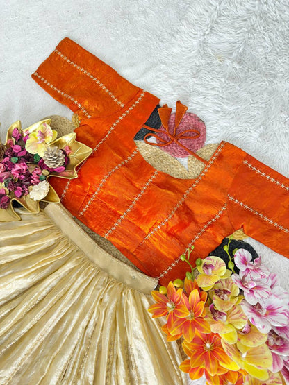 Fully Stitched Space Silk Lehenga Set with Sequins Embroidery — L/XL