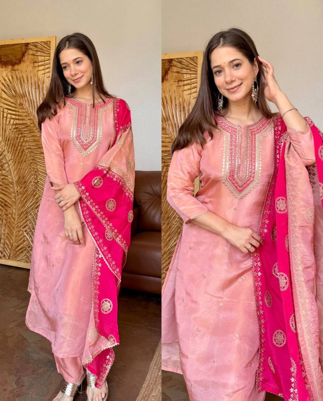 Women's Ethnic Wear: Elegant Embroidered Fendy Silk Suit Set with Dupatta, Fully Stitched and Ready to Wear