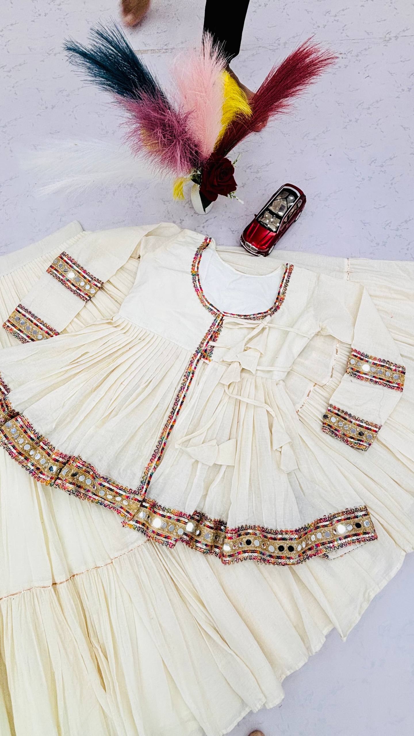 RangBhoomi Navratri Kediyu-Style Lehengacholi – Pure Cotton, 9m Flair, Fully Stitched