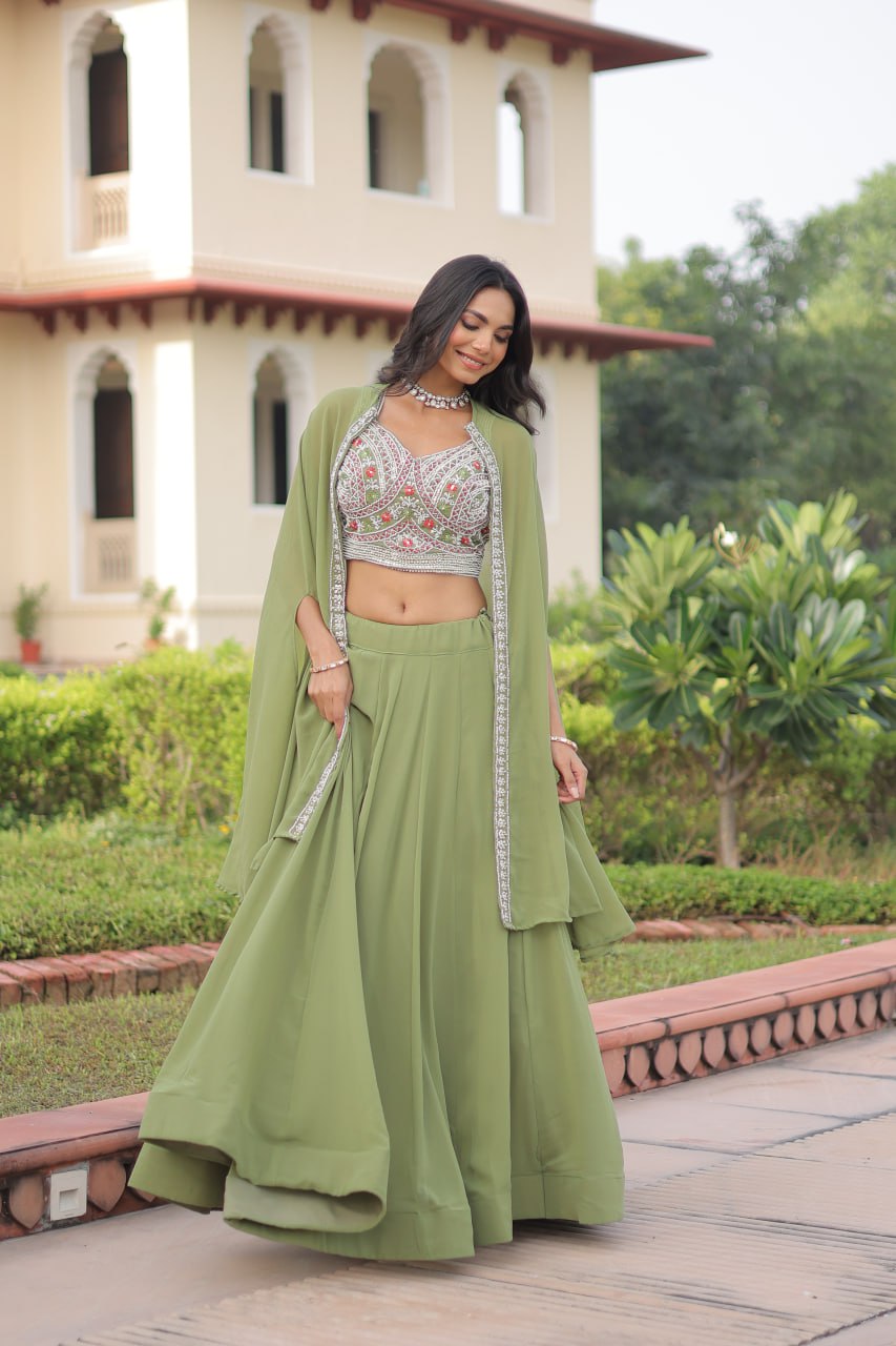 Premium Ready-to-Wear Lehenga Choli Set with Stylish Shrug Jacket