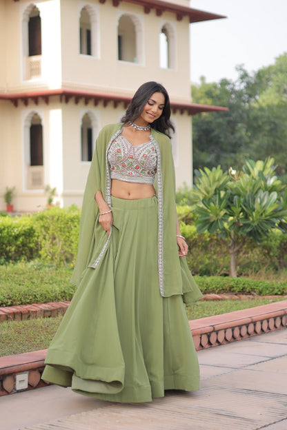 Premium Ready-to-Wear Lehenga Choli Set with Stylish Shrug Jacket