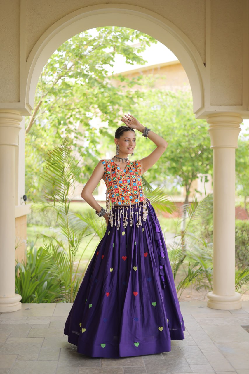 RangBhoomi Navratri Festive Cora Cotton Lehenga Set with Embroidered Blouse