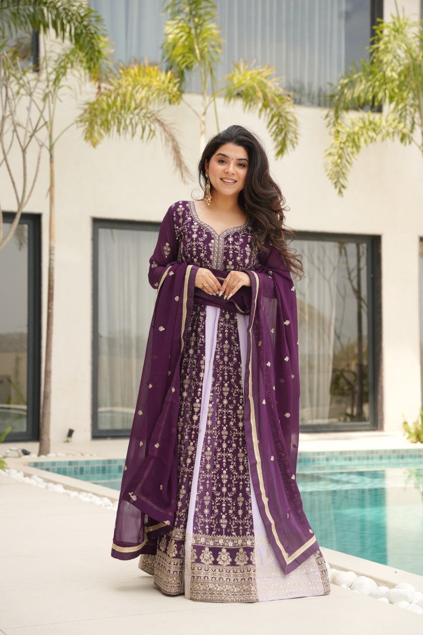 Designer Gown-Dupatta Collection | Zari & Sequin Embroidery