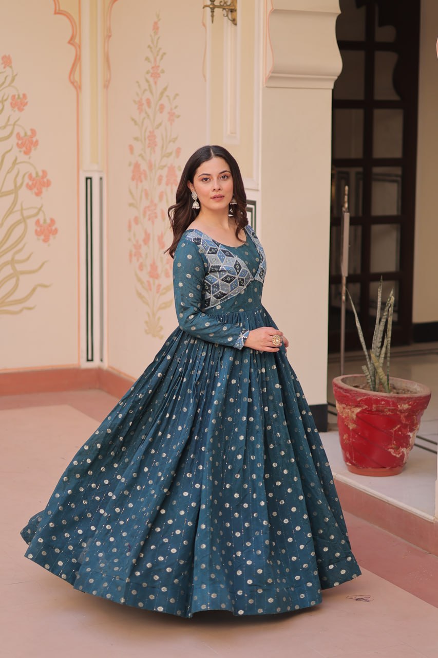 Position Print Choli Design Gown | Indian Ethnic Party Wear