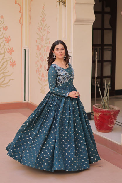 Position Print Choli Design Gown | Indian Ethnic Party Wear