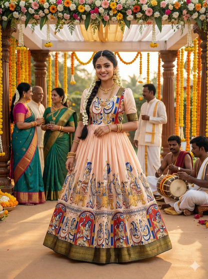 Top Trending Beautiful Soft Dola Silk Kalamkari Gown