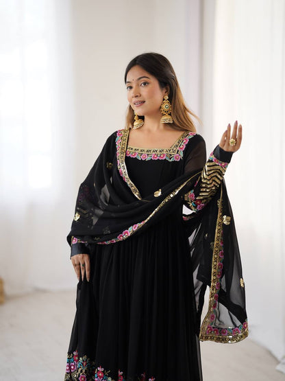 RangBhoomi Heavy Designer Party Gown with Embroidered Dupatta