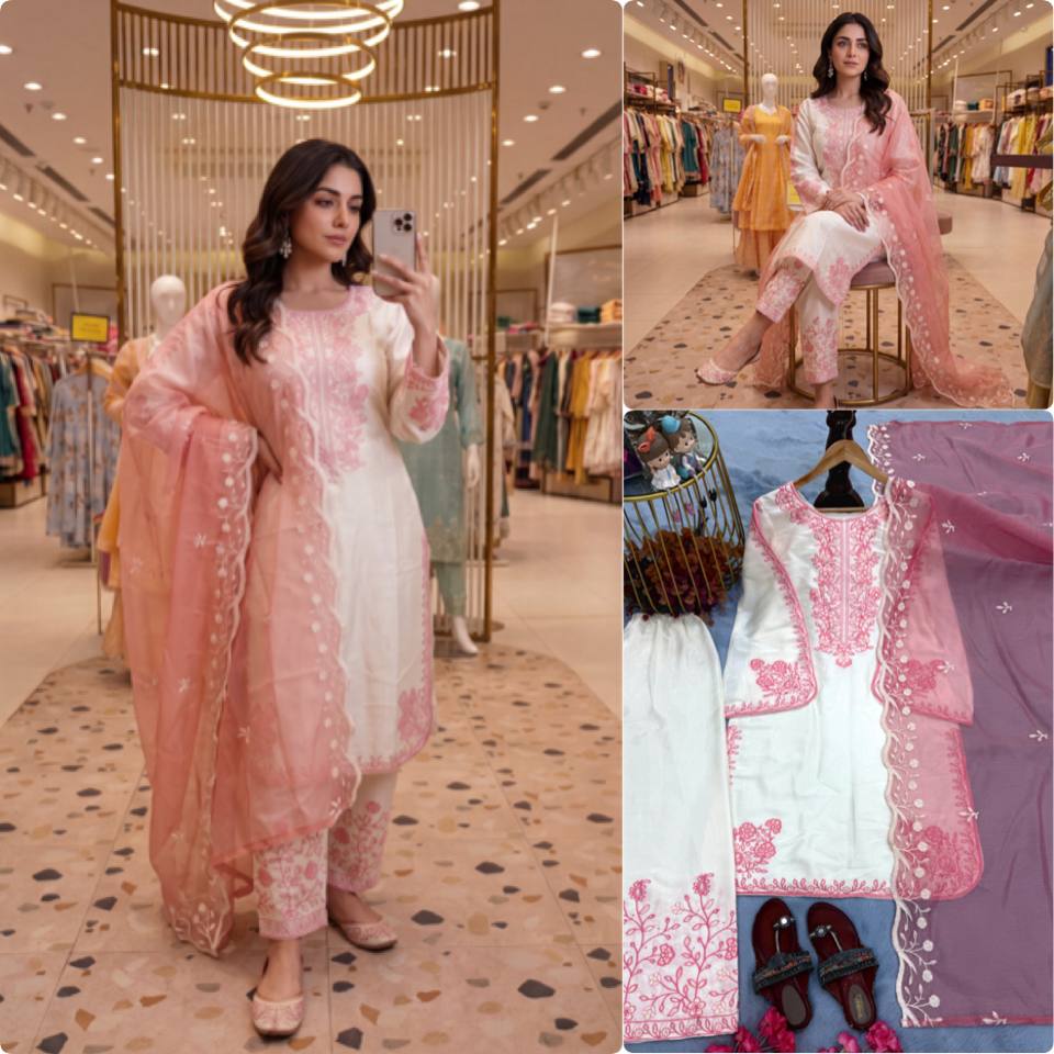 Elegant Party Wear Set Featuring Premium Roman Glass Embroidered Top with Fancy Bell Sleeves and Stylish Palazzo Pants with Dupatta