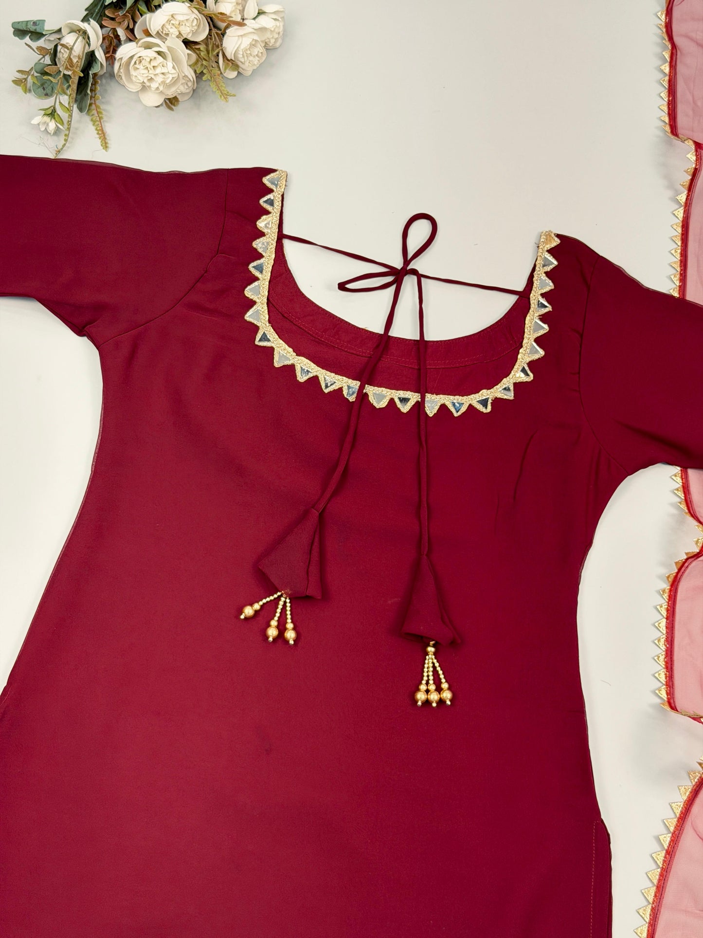 RangBhoomi Elegant Designer Heavy Faux Georgette Silk Top, Bottom, and Dupatta Set Fully Stitched and Ready to Wear