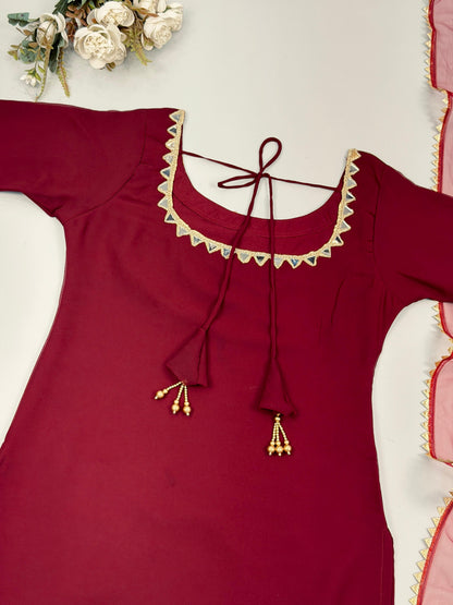 RangBhoomi Elegant Designer Heavy Faux Georgette Silk Top, Bottom, and Dupatta Set Fully Stitched and Ready to Wear