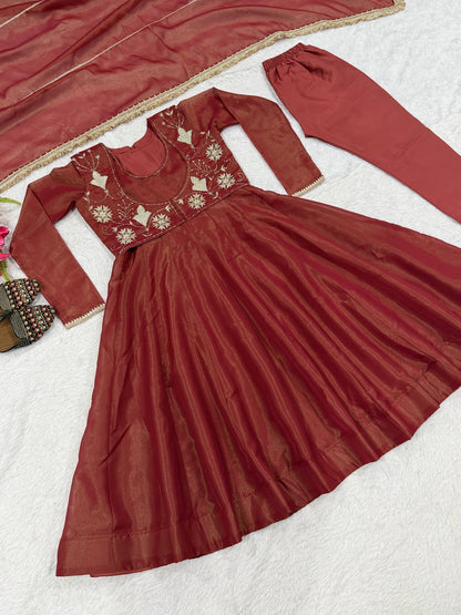 RangBhoomi New Designer Heavy Cosmos Silk Maxi Anarkali Suit – Embellished Festive Gown