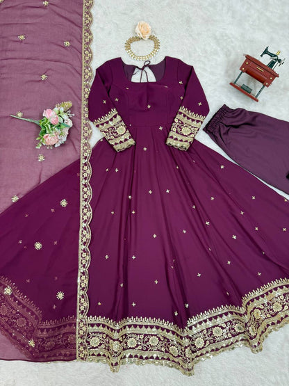 RangBhoomi SP Series Elegant Faux Georgette Gown Set with Realistic Detailing and Comfortable Fit