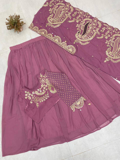 Designer Wear Embroidered Lehenga with Blouse and Shrug Set