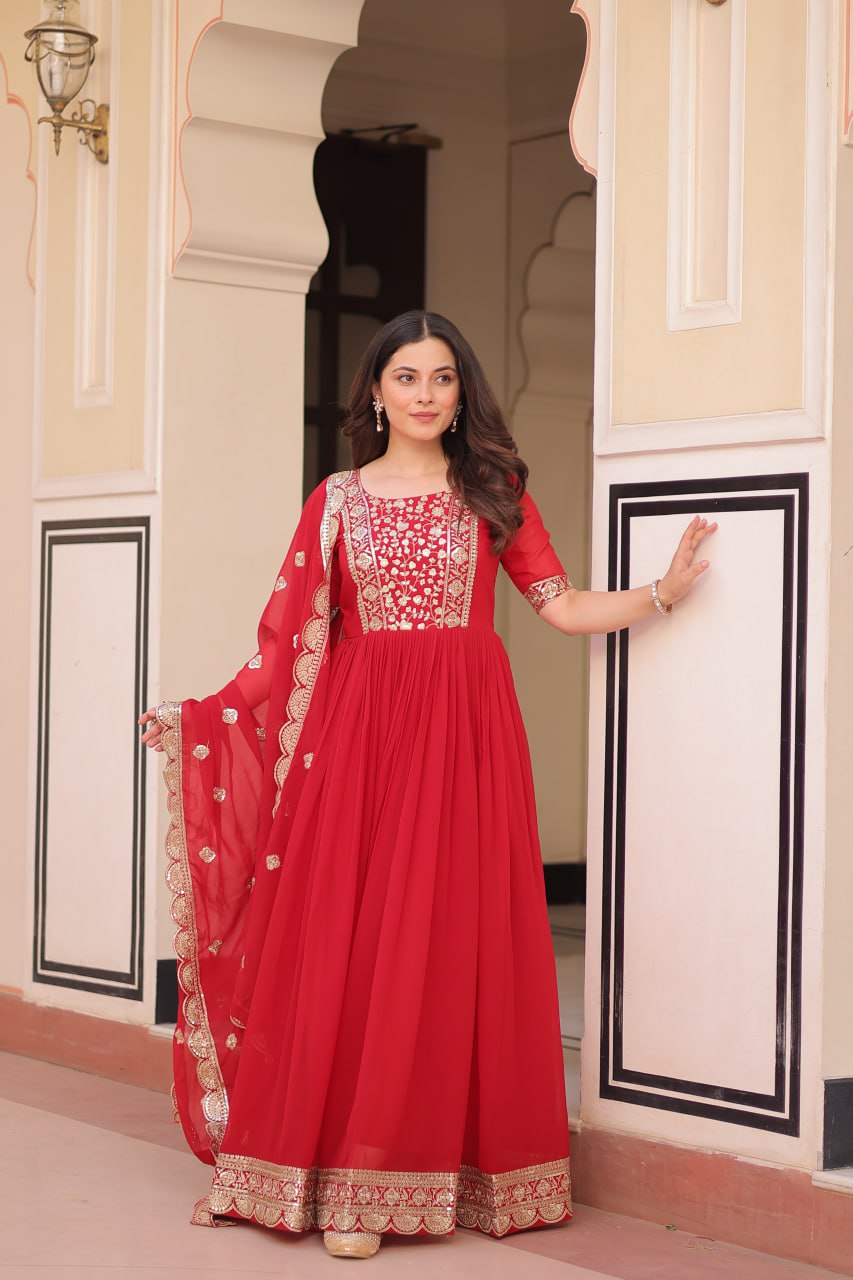 Designer Gown 2025 - Ready Made, Embroidered | Rangbhoomi