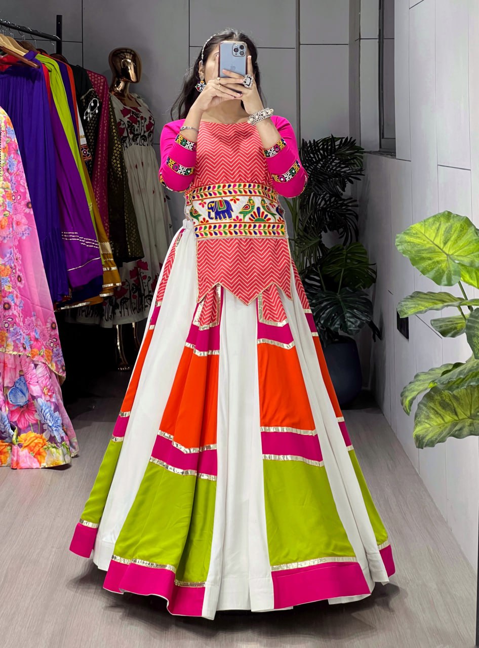 RangBhoomi Designer Multicolored Lehenga Set with Elegant Fancy Top – Navratri 2025 Collection