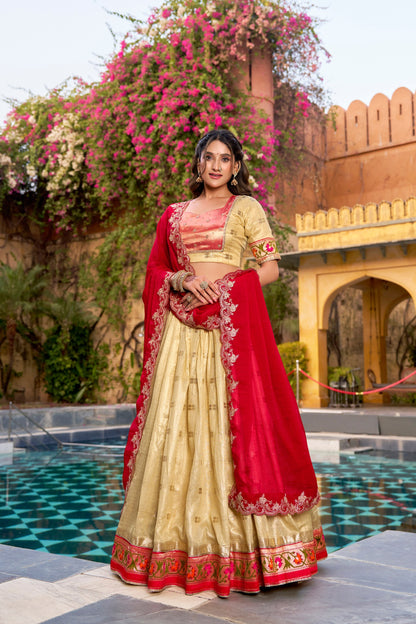 Elegant Woven Grace Lehenga with Royal Paithani Borders and Intricate Embroidery