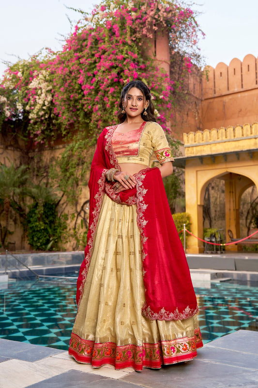 Elegant Woven Grace Lehenga with Royal Paithani Borders and Intricate Embroidery