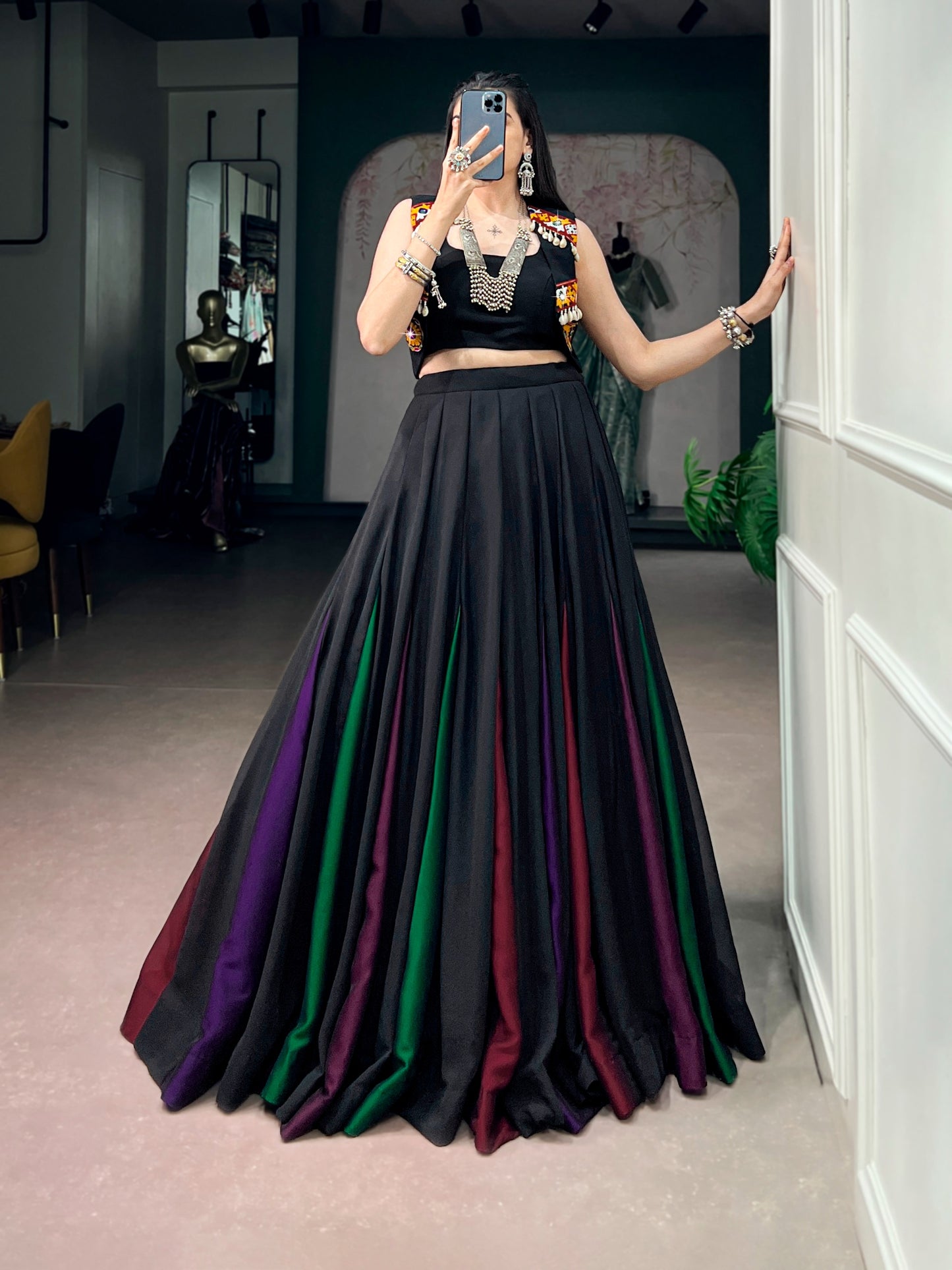 RangBhoomi Navratri 2026 Black Georgette Lehenga Set