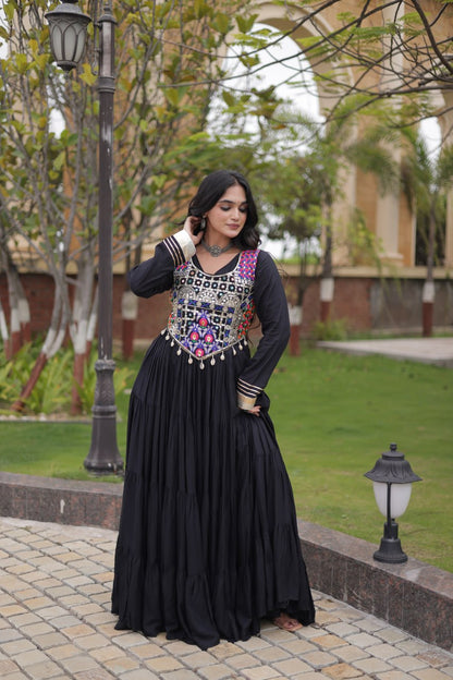 Navratri Gown Collection 2026 — Elegant Reyon Gown with Embellished Blouse by RangBhoomi