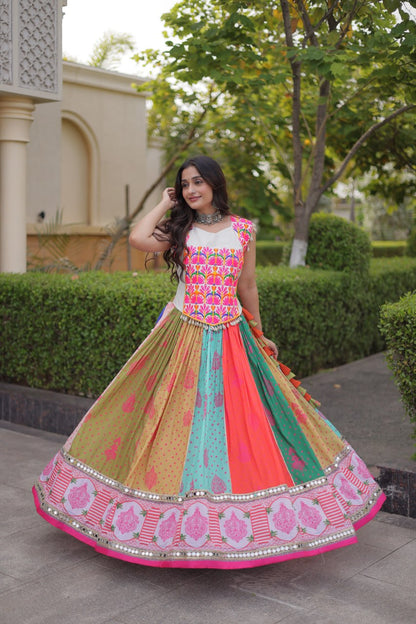 RangBhoomi Cotton Mirror-Lace Lehenga Set — Full-Stitched Festive Navratri Outfit