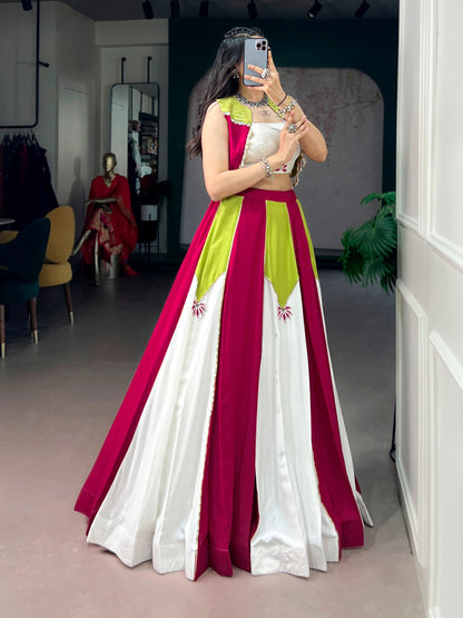 RangBhoomi Navratri 2026: Elegant Pure Rayon Lehenga Set with Koti & Embellishments