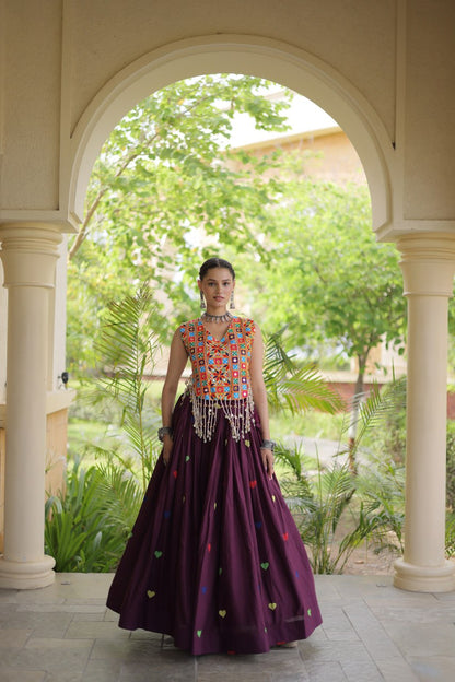 RangBhoomi Navratri Festive Cora Cotton Lehenga Set with Embroidered Blouse