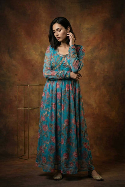 Heavy Tebby Organza Embroidered Gown - Premium Party Wear Outfit