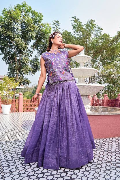 RangBhoomi Exquisite Wedding Lehenga Choli Set in Pure Gold Crush Fabric with Heavy Embroidery and Thread Work