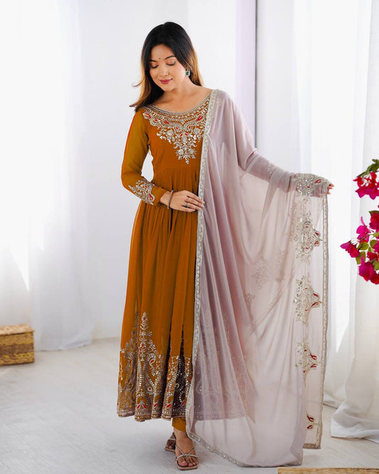 Stun at Every Celebration in This Embroidered Party Gown Set
